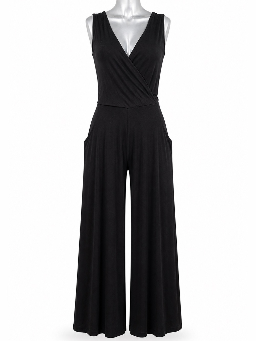 Papillon Black Wide Leg Jumpsuit NWT Pockets USA Extra Small